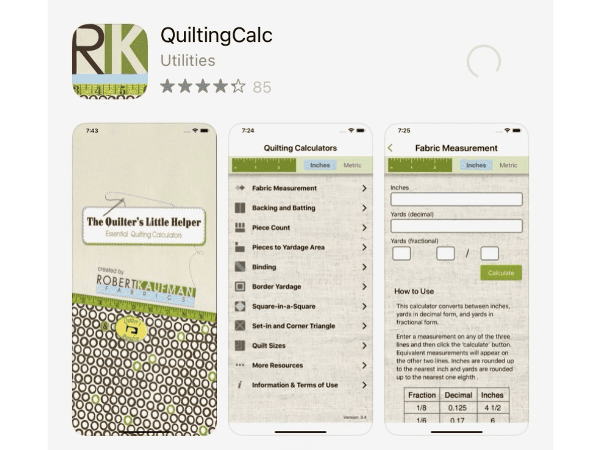 Easy Quilt Backing Calculator Manual and Apps Nana Sews