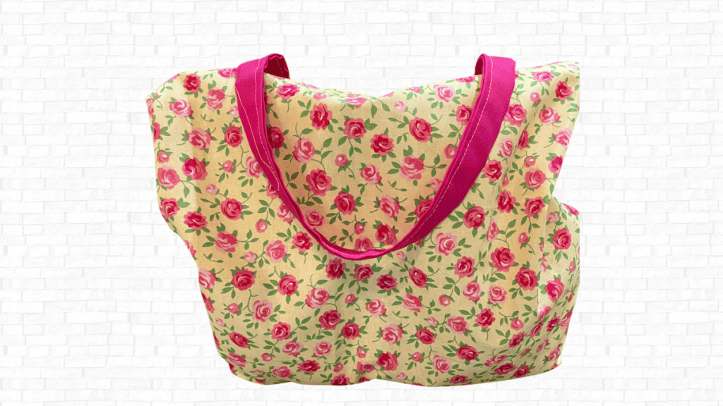 yellow with pink flowers shopping bag patterns