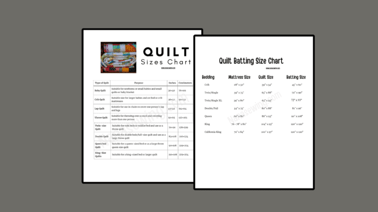 Quilt Size Chart: Free Printable Quilt Sizes Guide