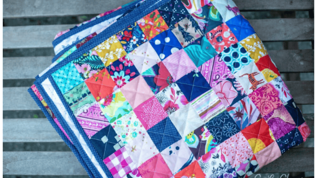 colorful blocks of a patchwork quilt making easy quilt patterns. Download our quilt binding calculator to finish it