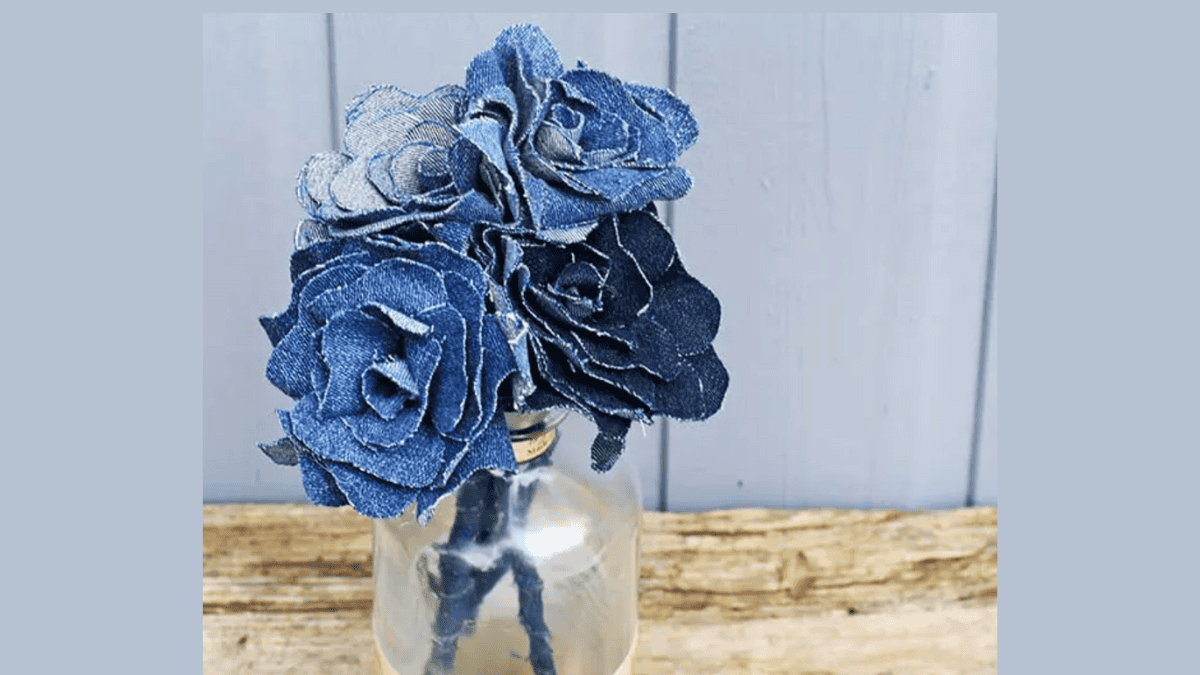 denim roses made of fabric