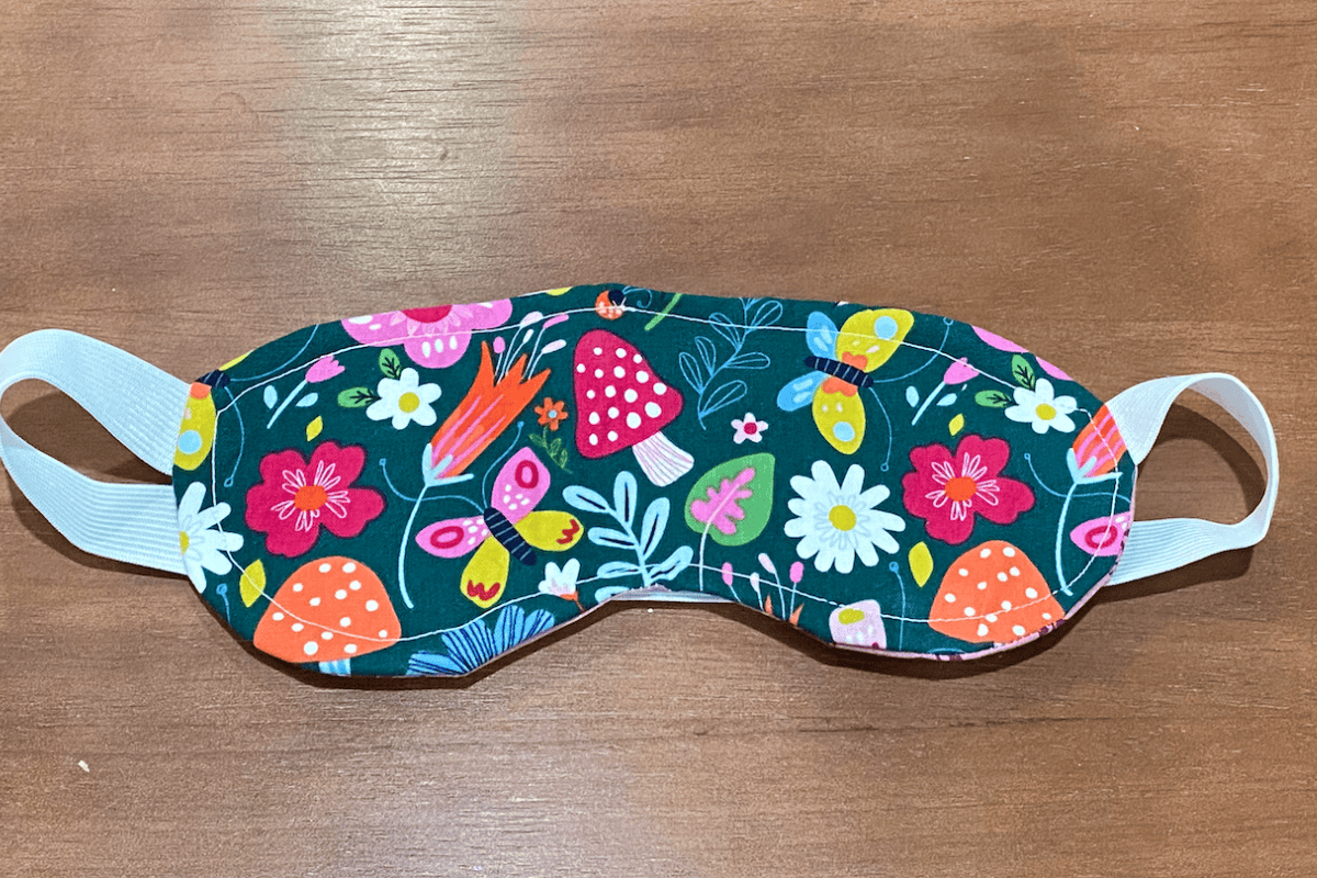 sleep mask pattern made with brightly colored fabric