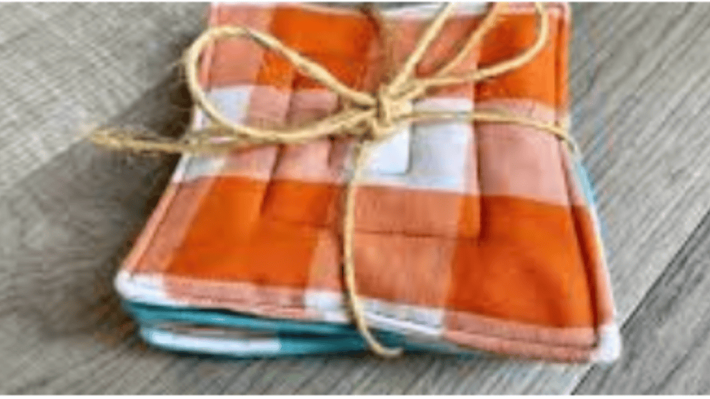 orange and white fabric coasters Fall sewing projects