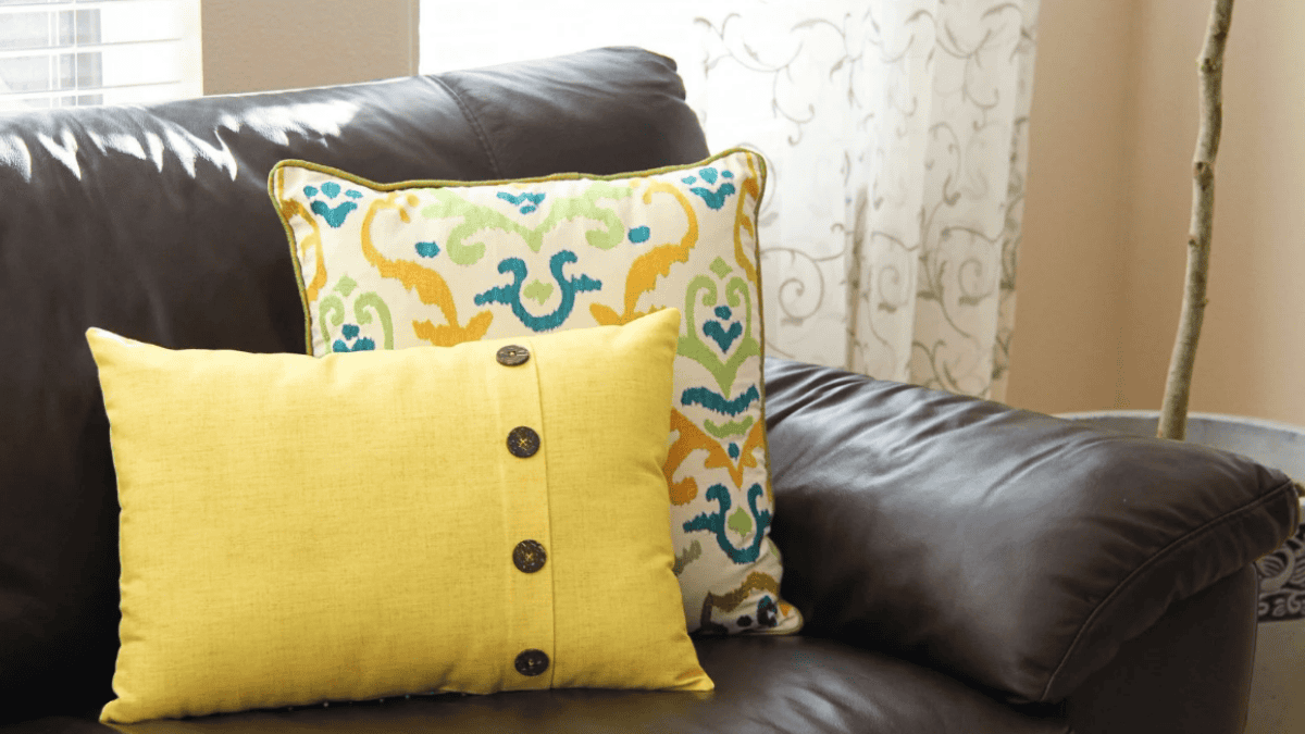 yellow pillow with buttons Pillow Sewing Patterns