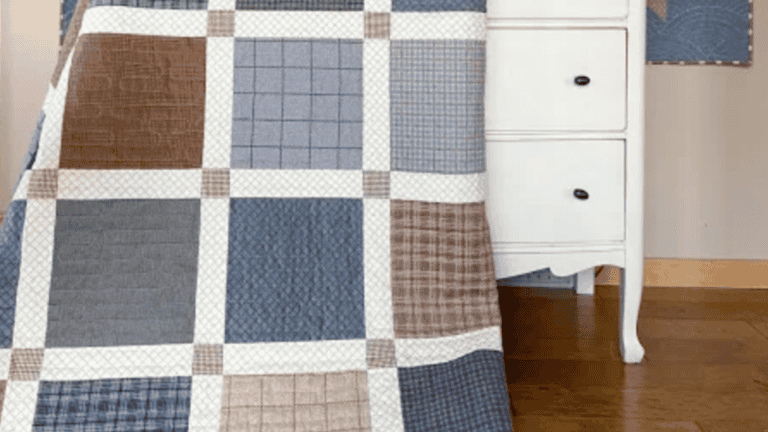 quilts for men made with blue and brown flannel fabric