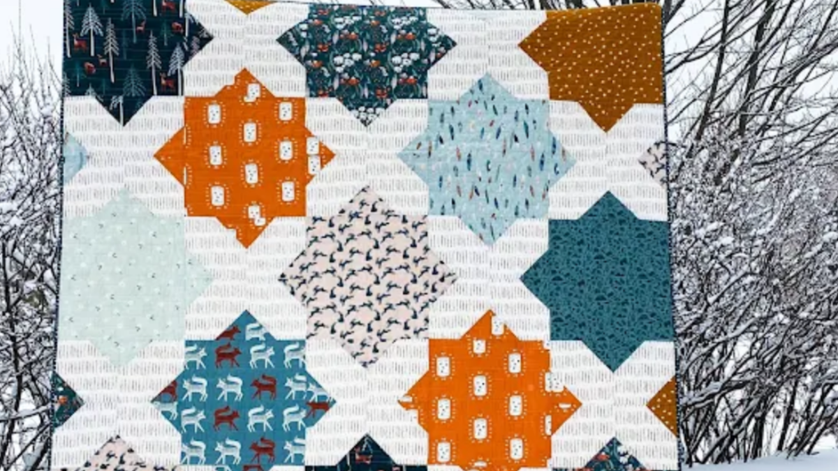 quilt with squares in primary colors