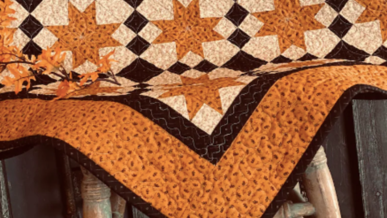 orange and brown quilt